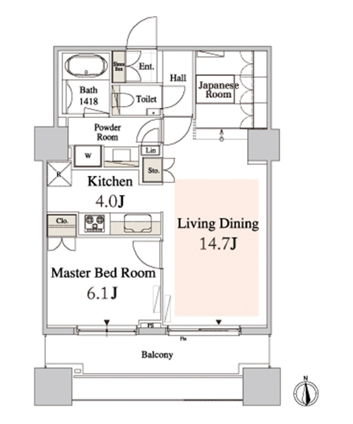 1LDKの間取りの画像