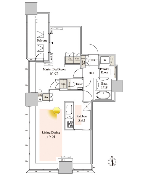 1LDKの間取りの画像