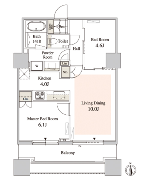 2LDKの間取りの画像