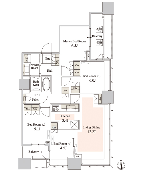 4LDKの間取りの画像
